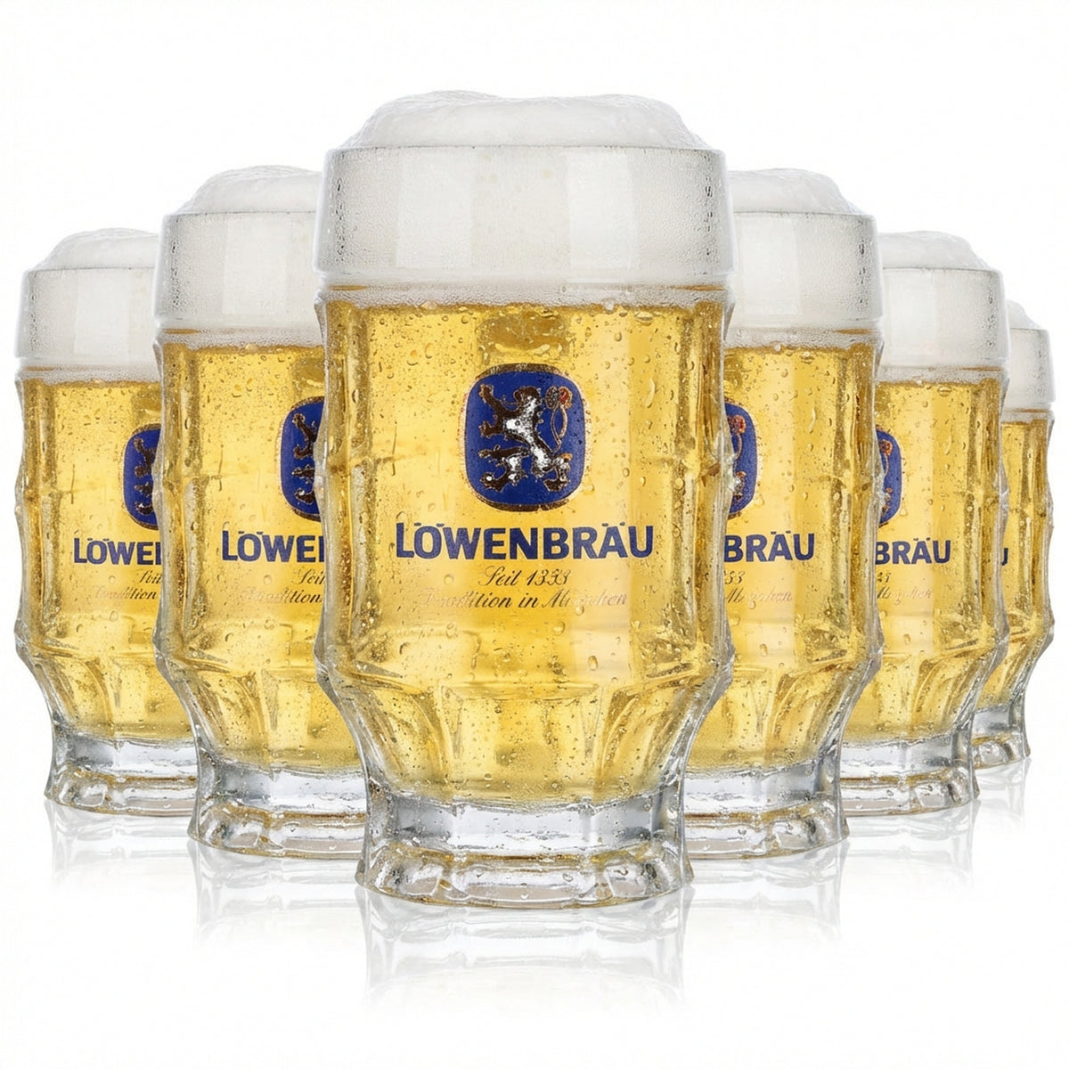6 verres à bière Löwenbräu Seidel 0,3 l, style Strasbourg