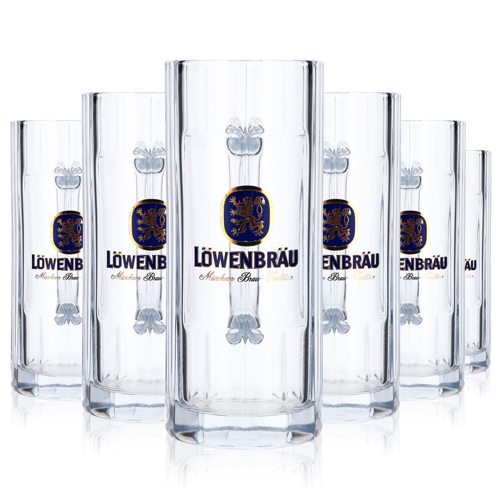 6 verres à bière Löwenbräu, chopes à bière 0,3 l, cruche Wallenstein, produit de seconde choix