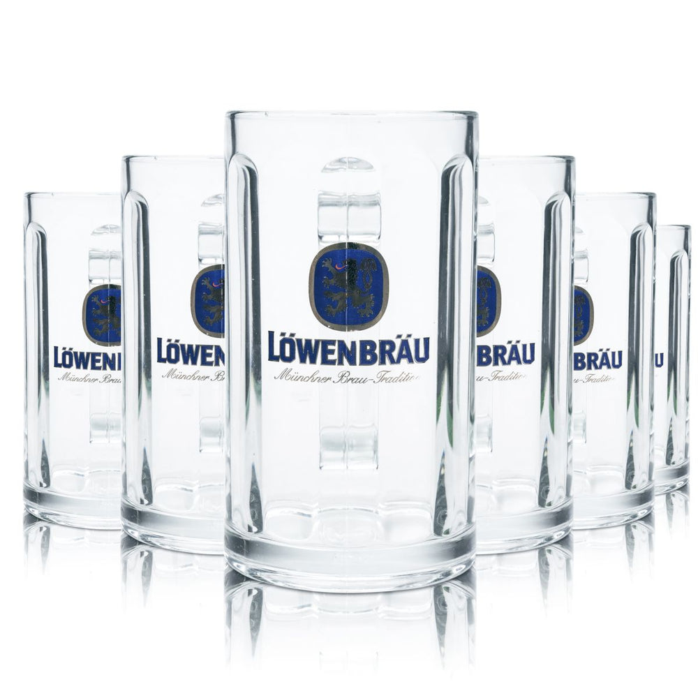 6x Löwenbräu Verre à bière 0,5l Verre à contour Krug Humpen Seidel Set de verres B-Ware