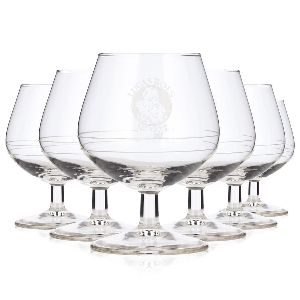 6 verres à liqueur Lucas Bols de 2 cl + verres à bière Böckling « Tulipe » de 4 cl avec logo blanc