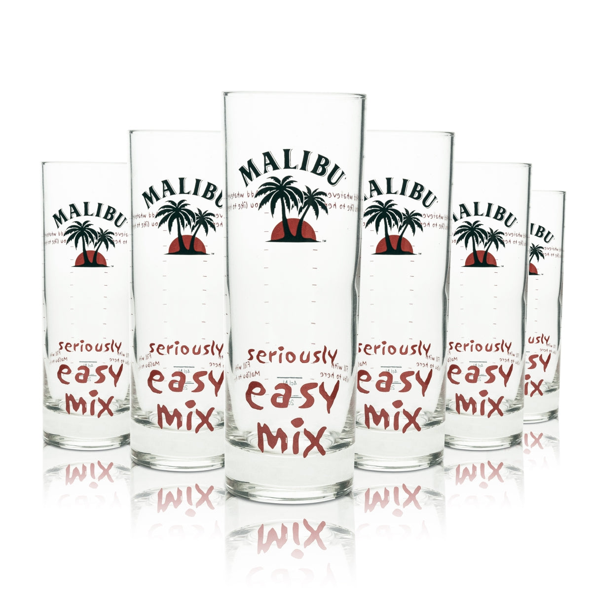 6 verres à liqueur Malibu Longdrink seriously easy Mix