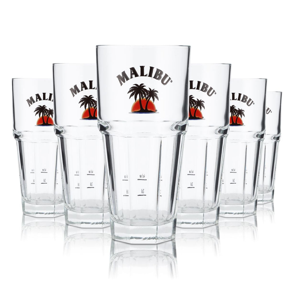 6 verres à rhum Malibu Verre à rhum Verre empilable Verre à long drink 37 cl