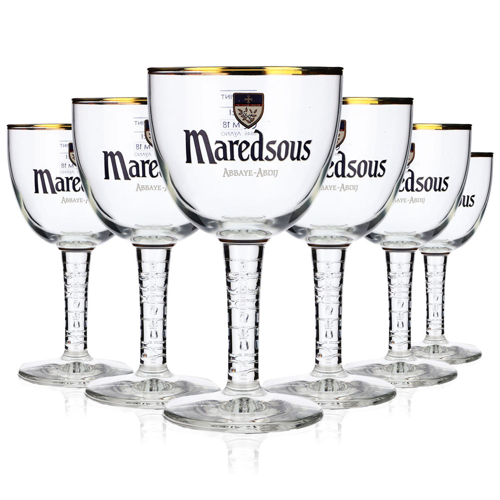 6 verres à bière Maredsous Abbaya Verres à bière 0,25 l Coupe Bord doré