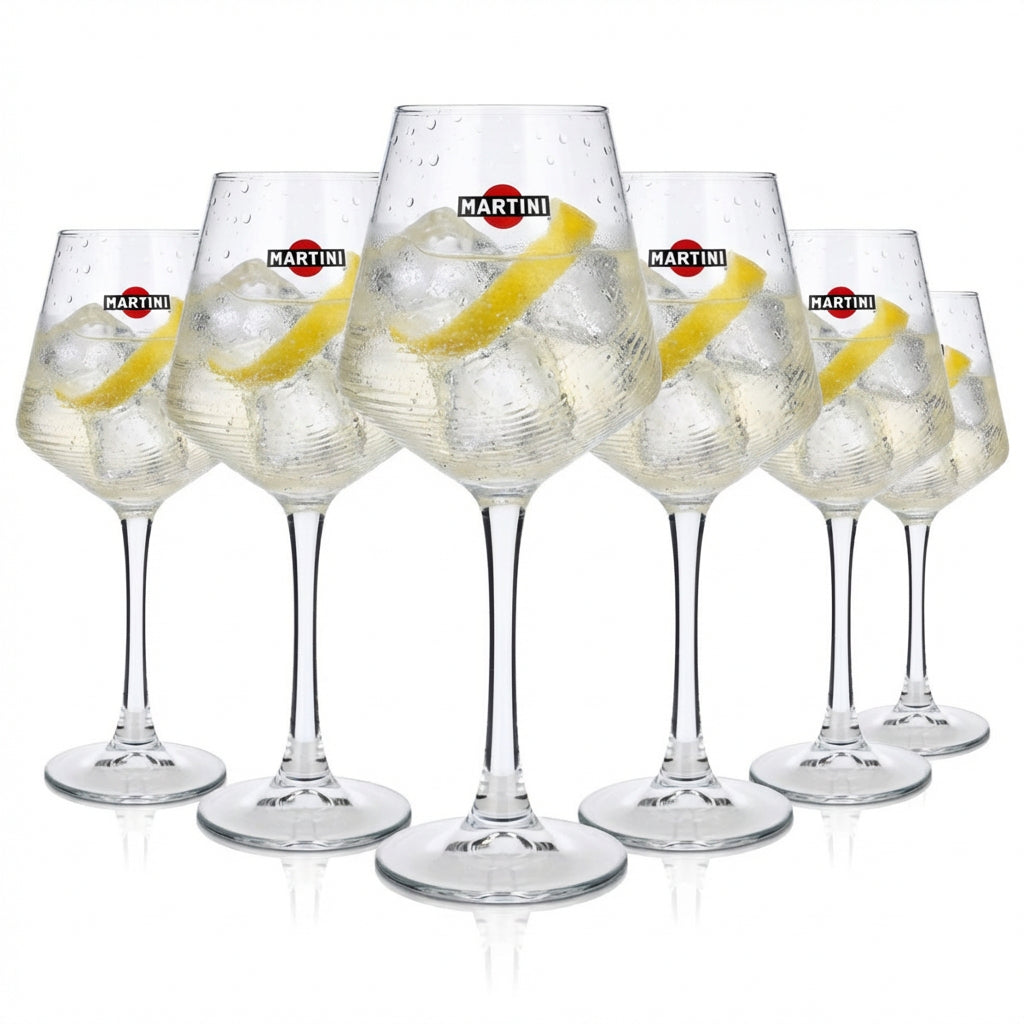 6 verres à martini Verre à pied 0,425 l Verres Verre à vin Motif en relief HH Global