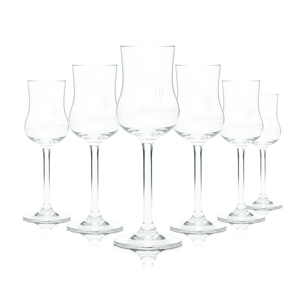 6x Verres à grappa Marzadro 4 cl, style verre à dégustation, verres à schnaps Trentino Gastro