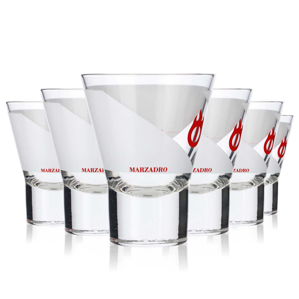 6 verres à grappa Marzadro 4 cl Tumbler/gobelet Logo rouge – Vue 6