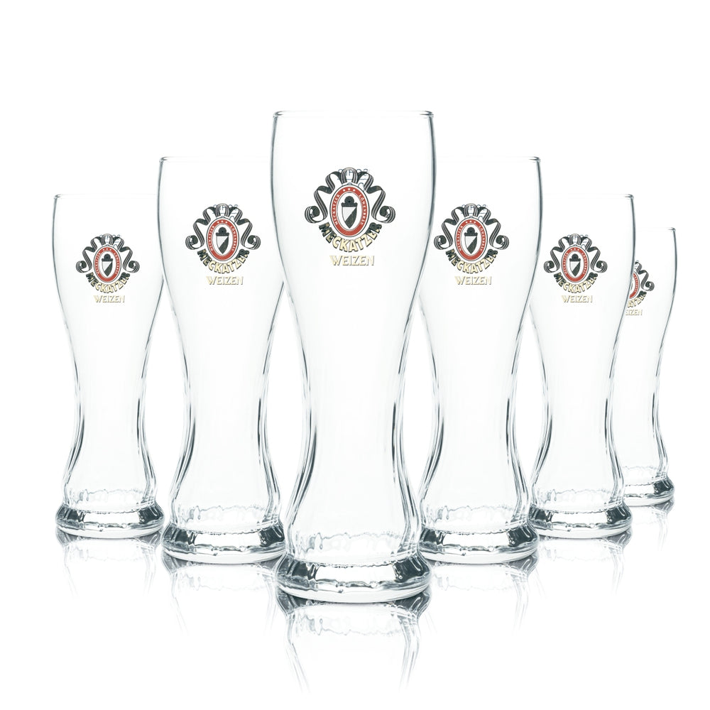 6 verres à bière Meckatzer 0,3 l, bière blanche, levure de blé, brasserie Löwen, Allgäu