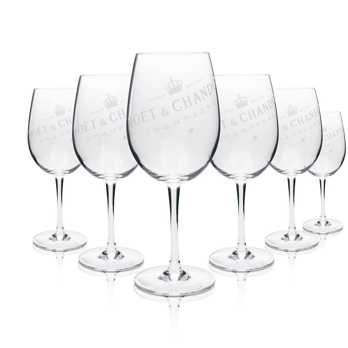 6x Verre à champagne Moët & Chandon, inscription blanche
