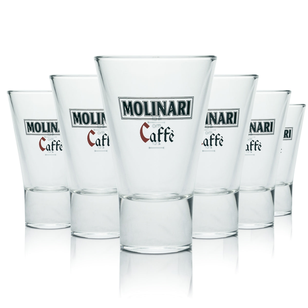 6 verres Molinari 0,13 l Tumbler Caffe Sambuca Gastro calibrés, verres à shot courts