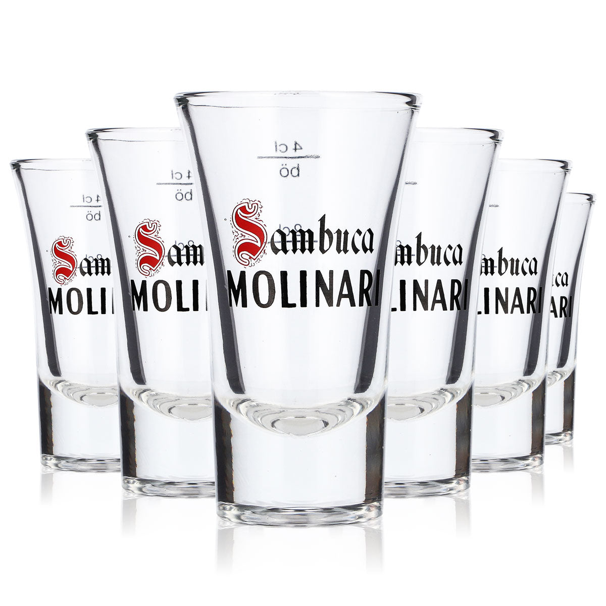 6 verres à liqueur Molinari Sambuca de 2 cl/4 cl (lot de 6)