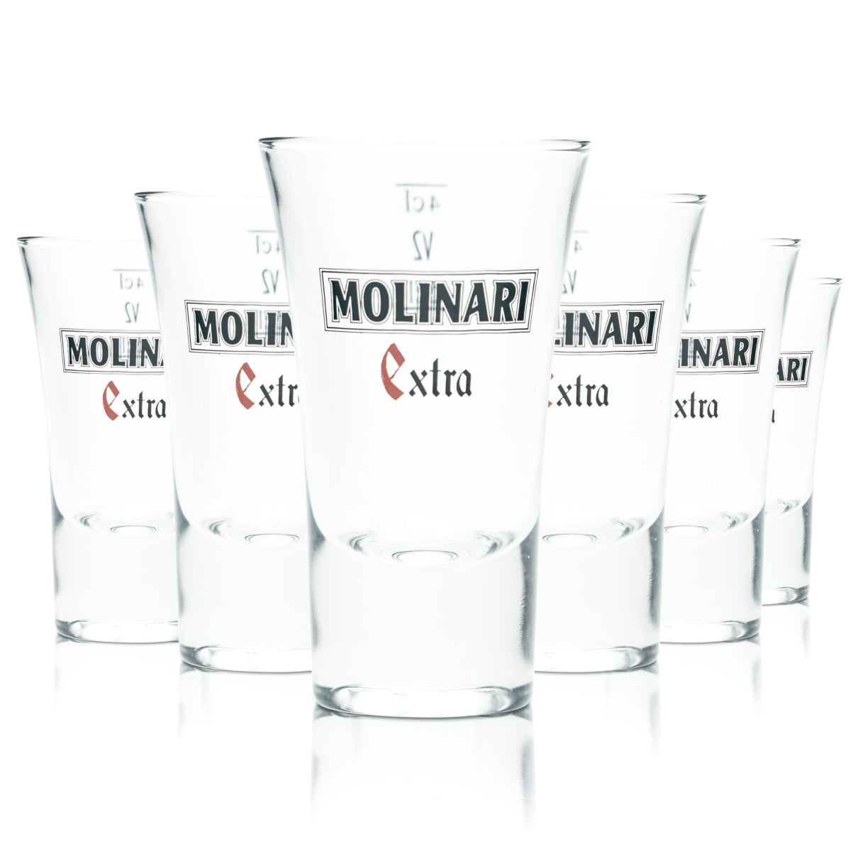 6 verres Molinari Sambuca 4 cl Extra Shot Schnaps Stamper Verres courts Italie