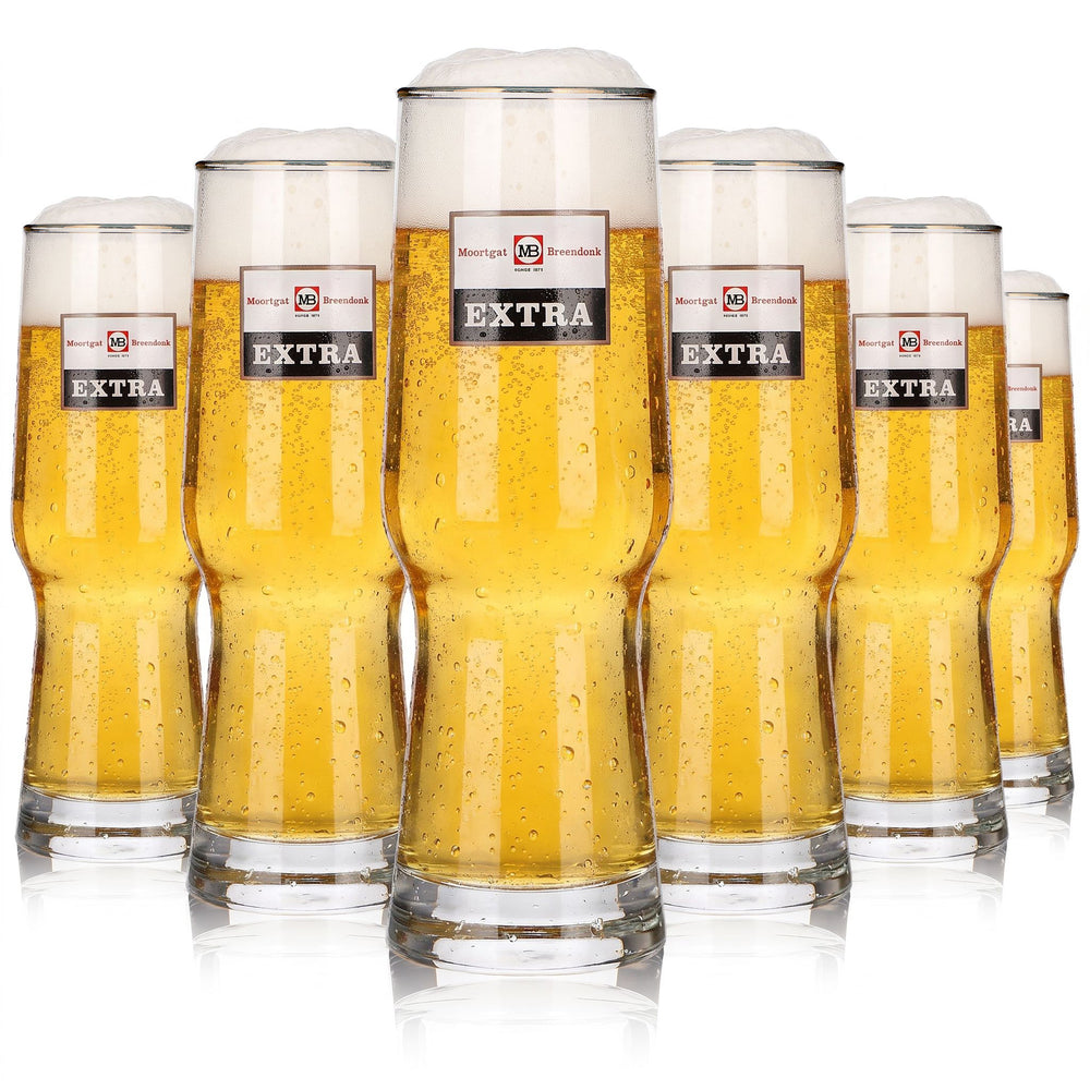 6 verres à bière Moortgat « Extra » de 0,3 l avec bord doré