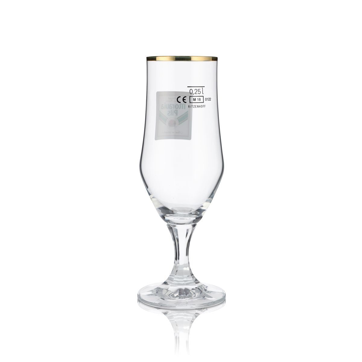 6 verres à bière Moravia 0,25 l, verre à pied, bord doré, Hopfenperle Pils, set de verres, brasserie – Vue 3