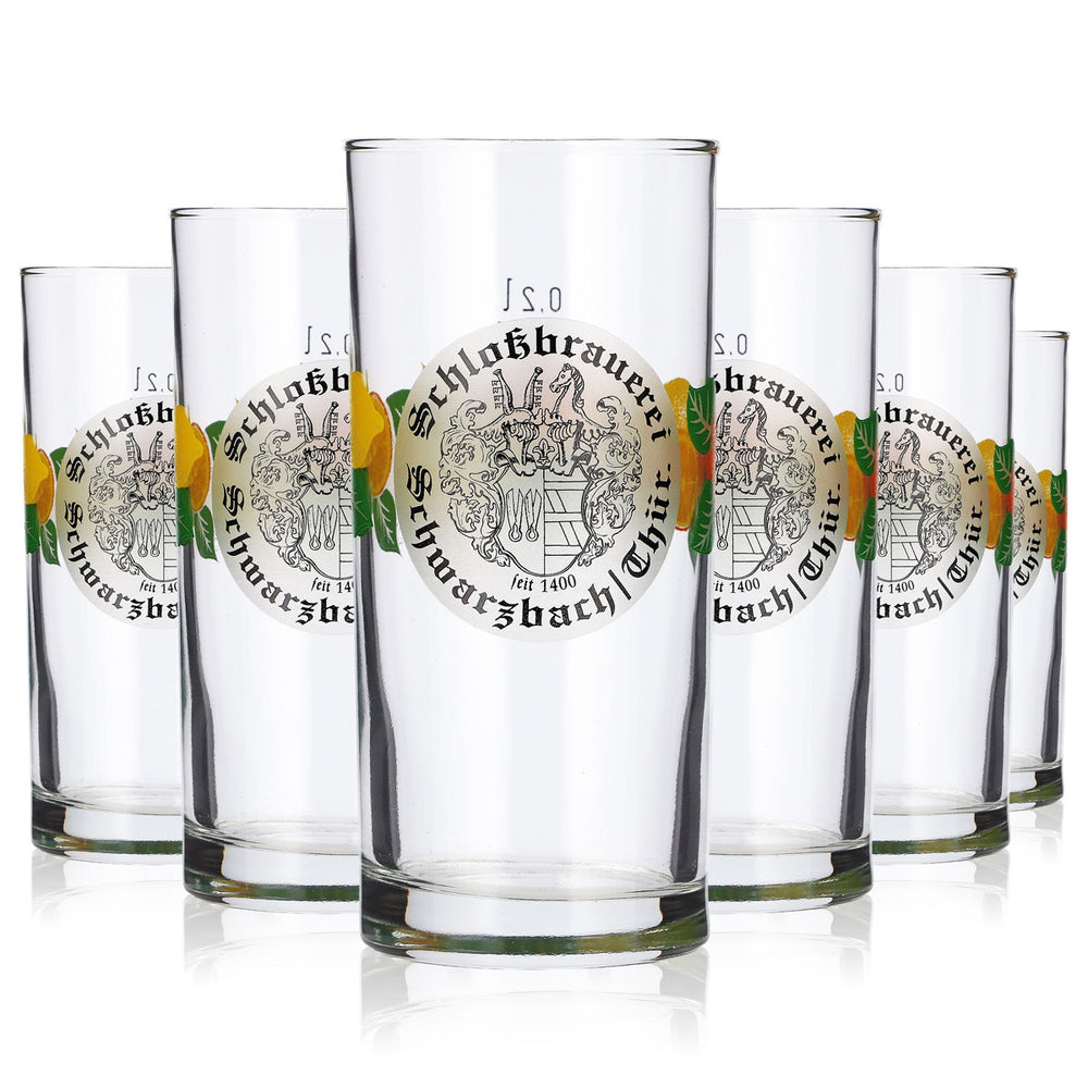 Lot de 6 verres à bière sans marque, 0,2 l, pour long drink, brasserie « Schloßbrauerei Rastal » de Schwarzbach