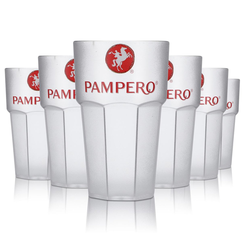 6x rhum Pampero, verres en plastique acrylique transparent