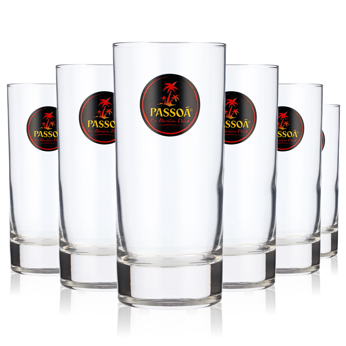 6 verres à liqueur Passoa 0,24 l Verres à long drink Cercle noir avec logo – Vue 5