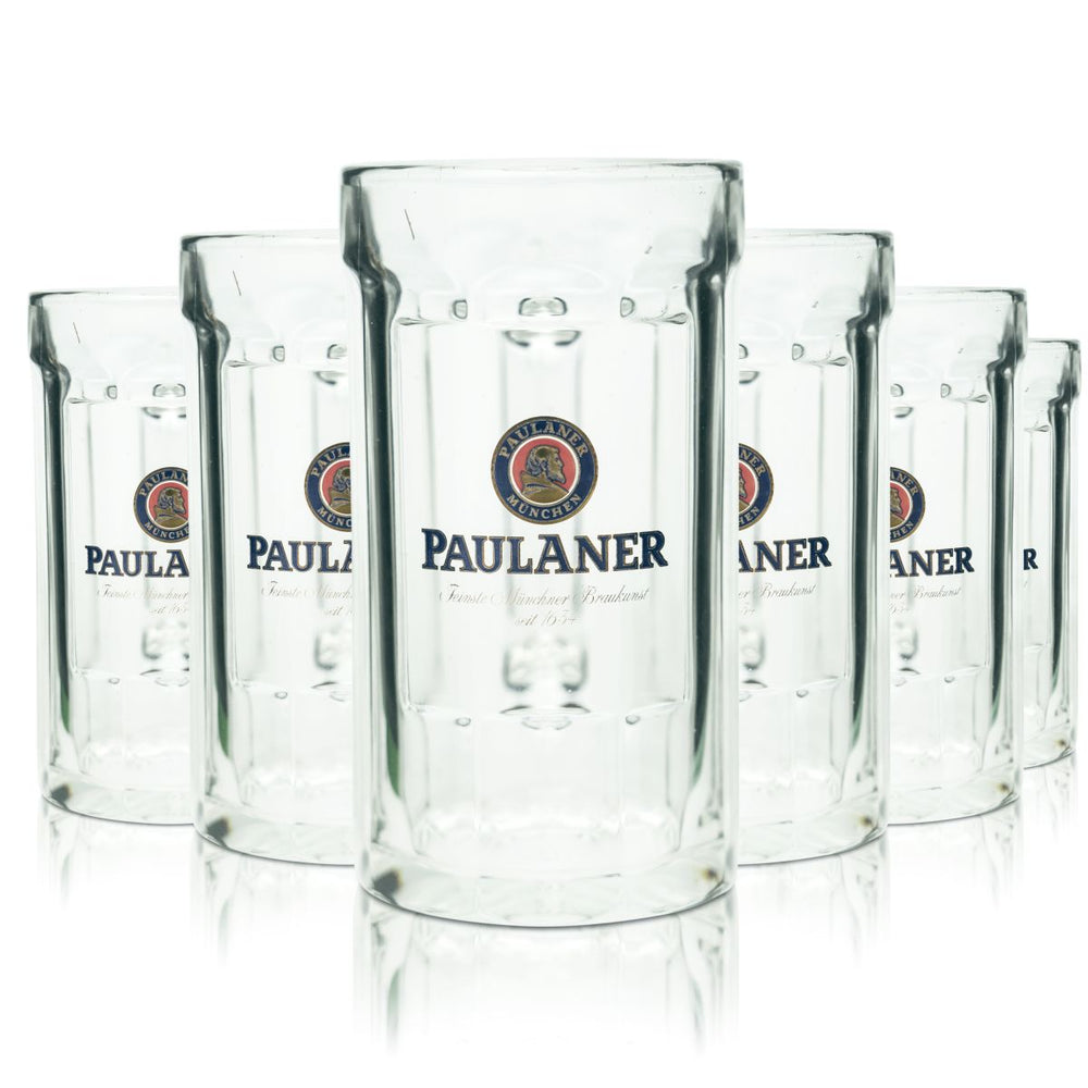 6 verres à bière Paulaner 0,4 l, chopes, verres Seidel, verres à bière, brasserie bavaroise