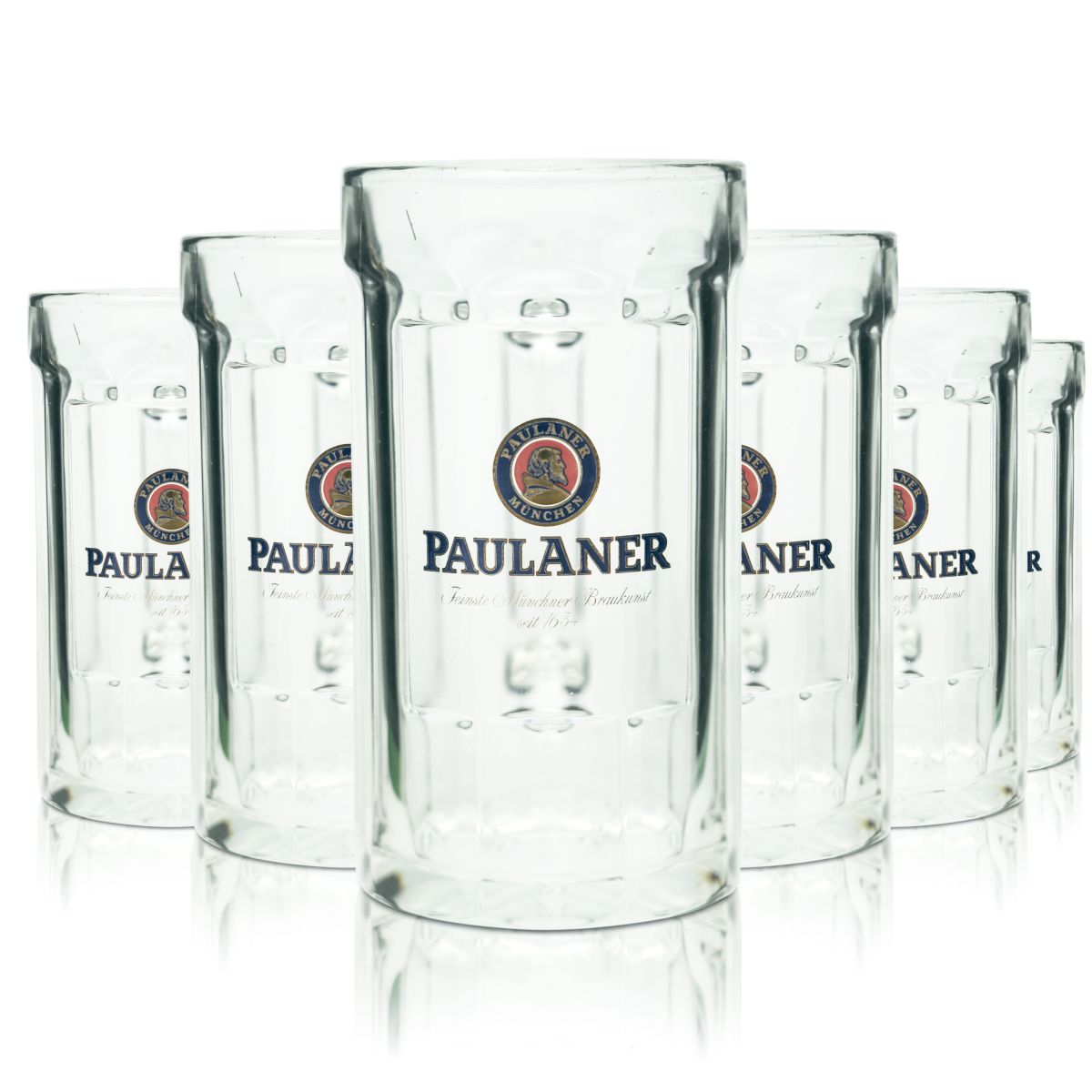 6 verres à bière Paulaner 0,4 l, chopes, verres Seidel, verres à bière, brasserie bavaroise