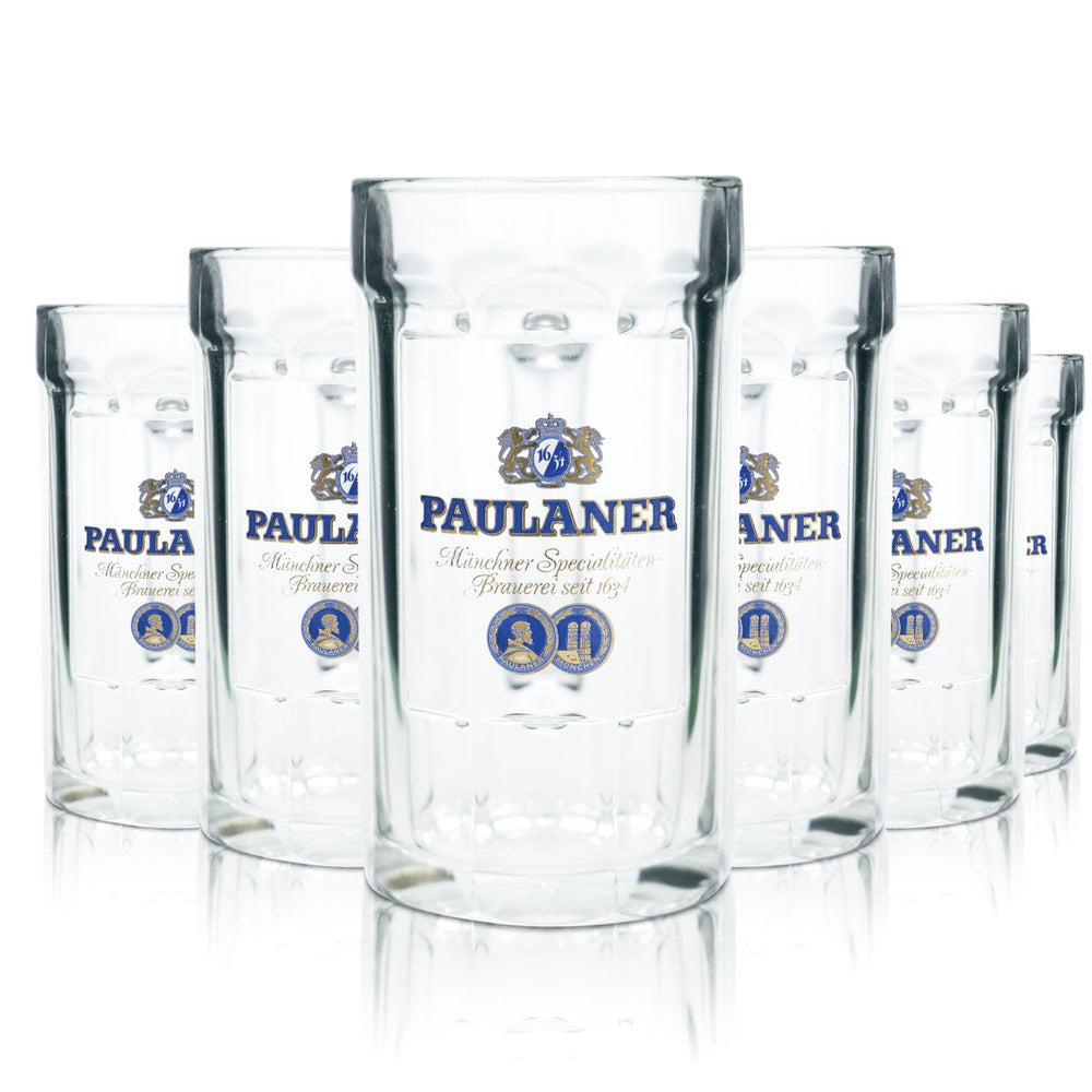 6x Paulaner Verre à bière 0,4l Contour Chope à bière Humpen Seidel Set de verres de brasserie