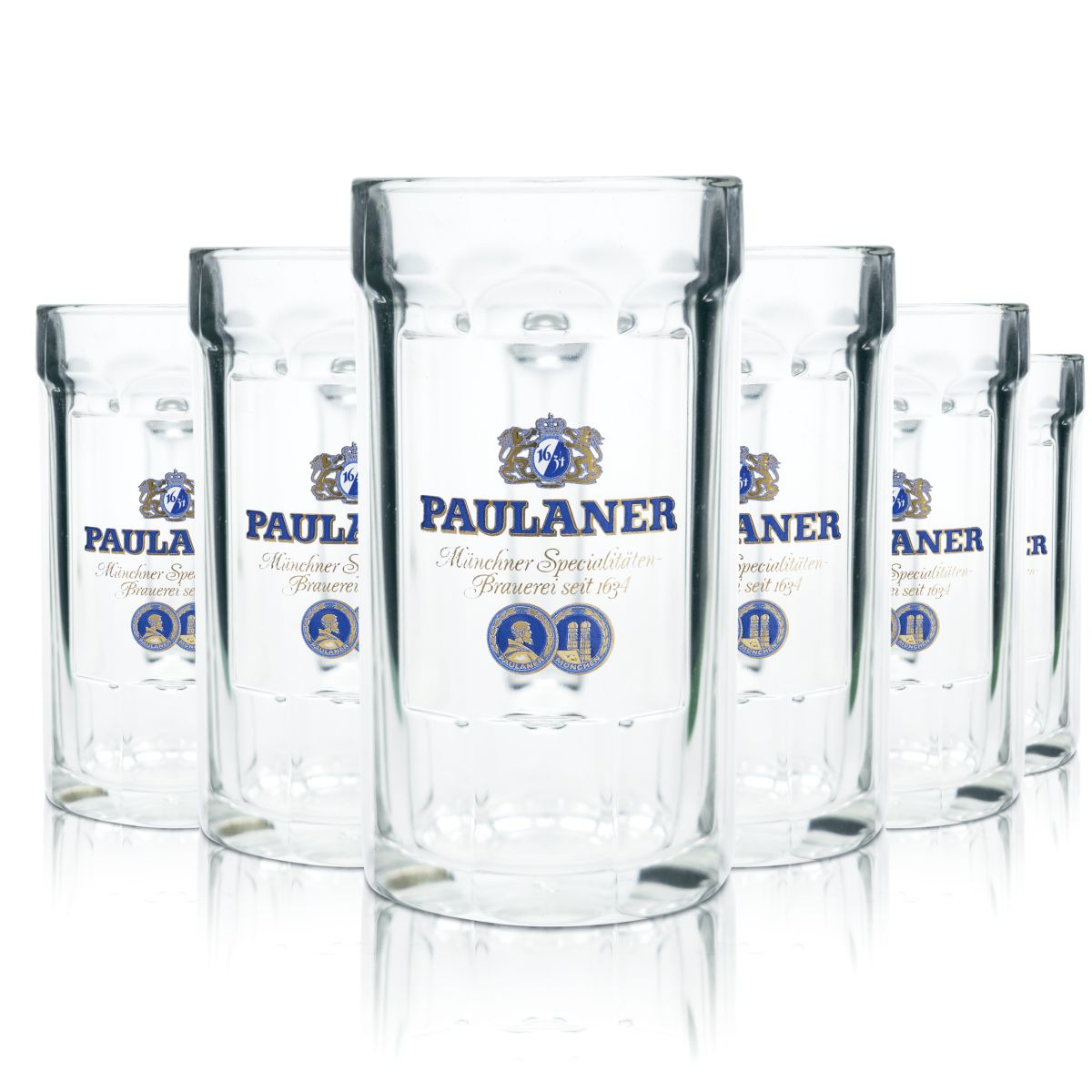 6x Paulaner Verre à bière 0,4l Contour Chope à bière Humpen Seidel Set de verres de brasserie