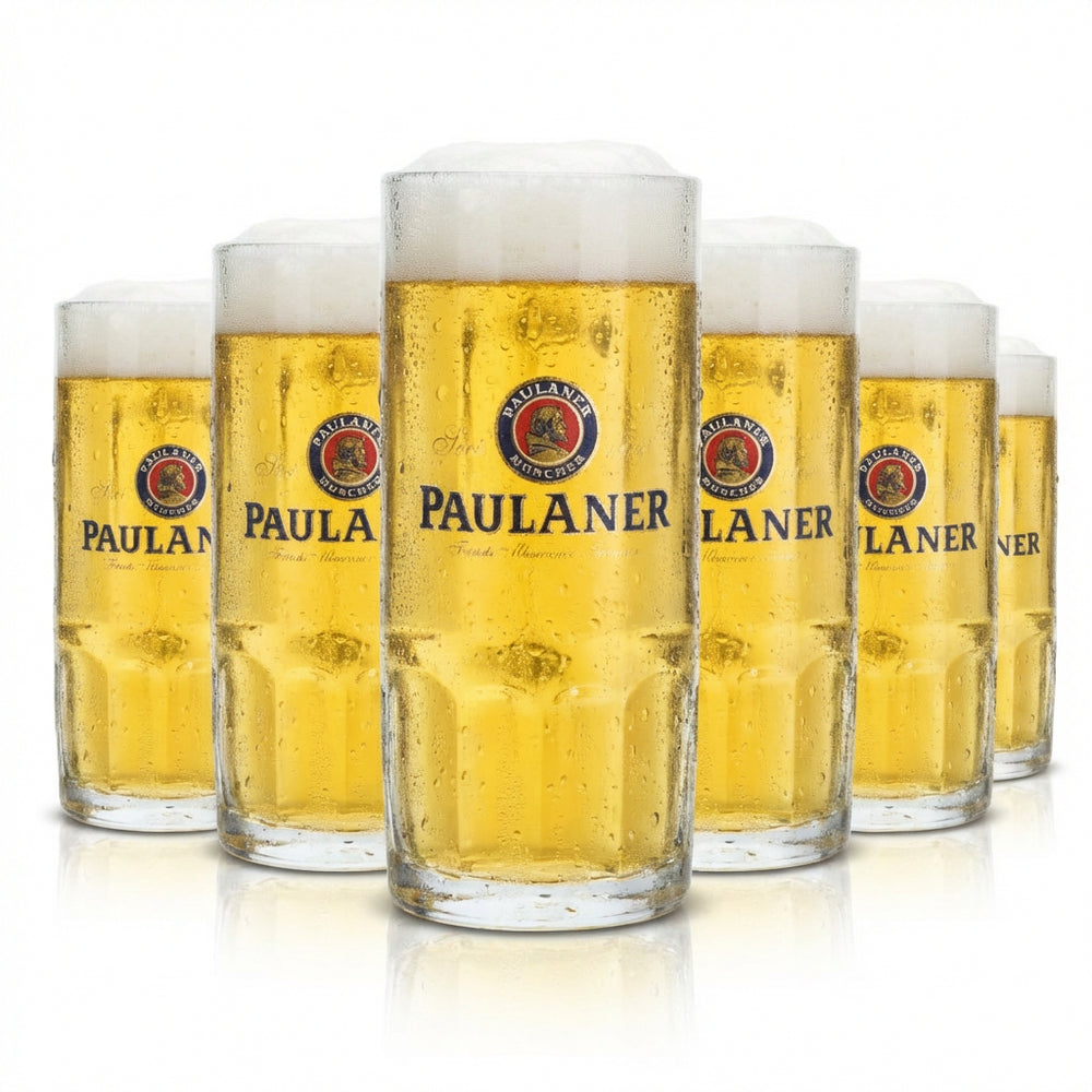 6 verres à bière Paulaner 0,5 l, verres à anse, chopes, verres Seidel, brasserie de Munich