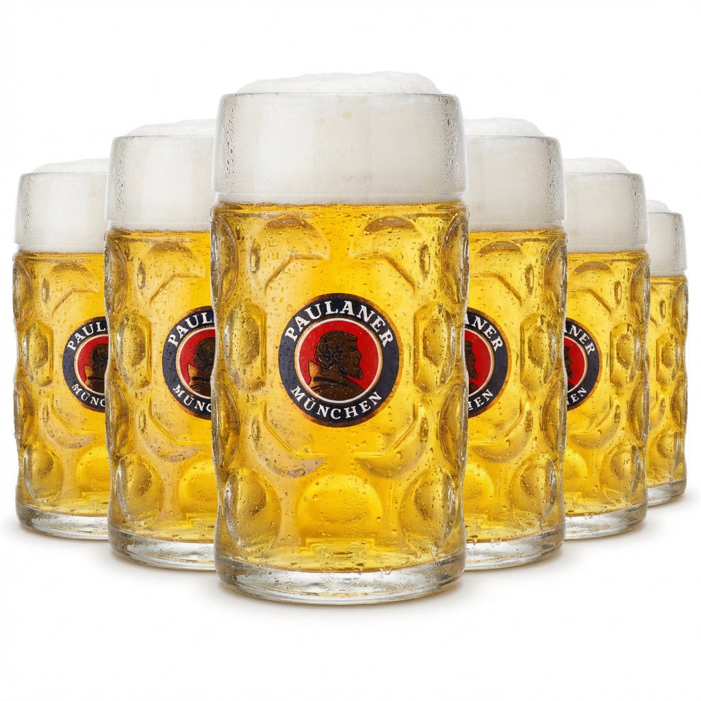 6 chopes à bière Paulaner - 1,0 l Punktseidel Humpen Set de verres avec graduation pour la restauration