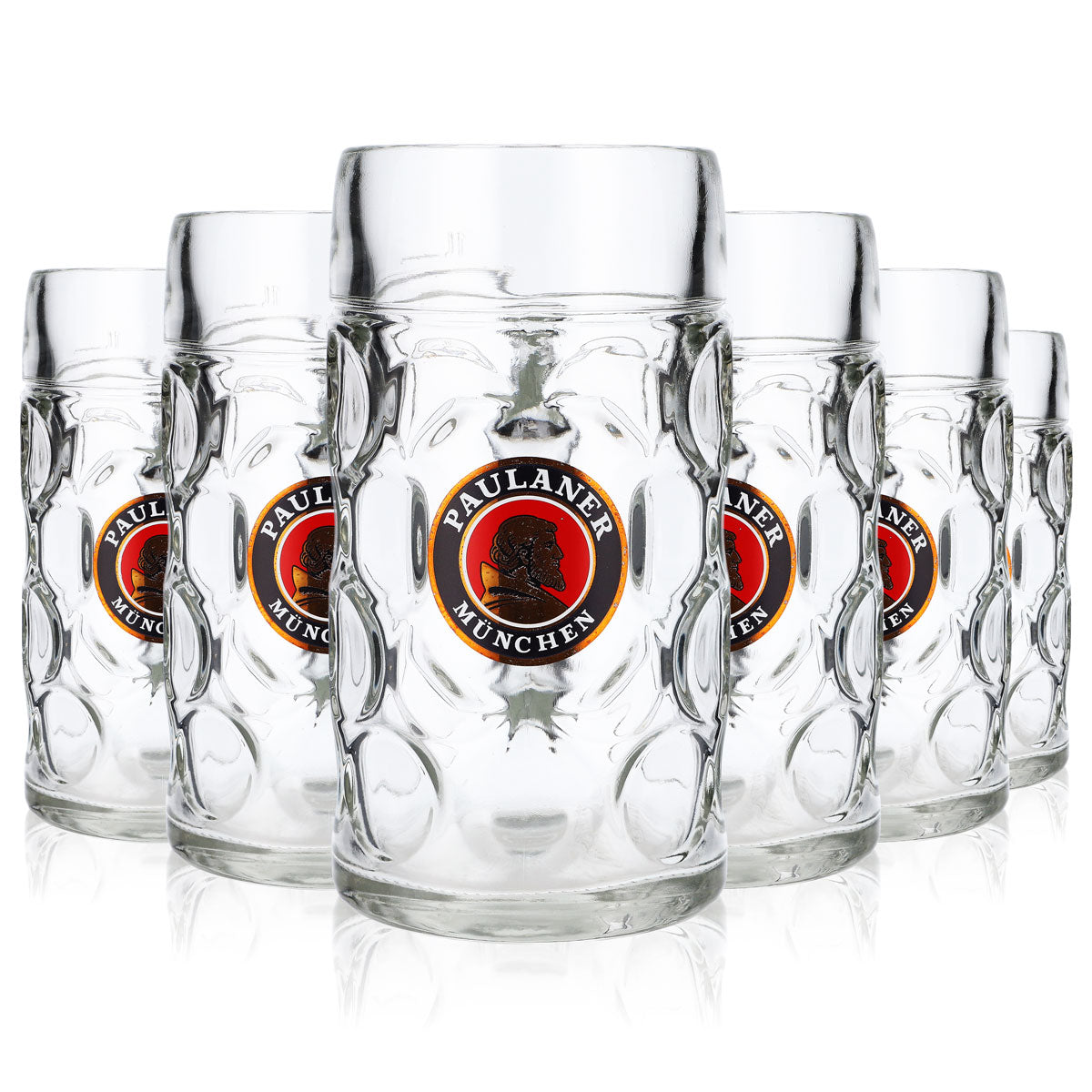 6 chopes à bière Paulaner - 1,0 l Punktseidel Humpen Set de verres avec graduation pour la restauration – Vue 2