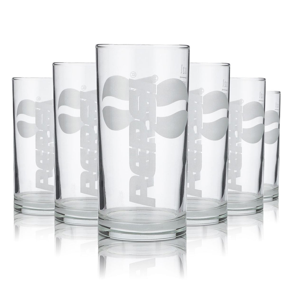 6 verres Pepsi 0,2 l, verres à boire satinés, cola, limonade, boissons gazeuses, lot de verres