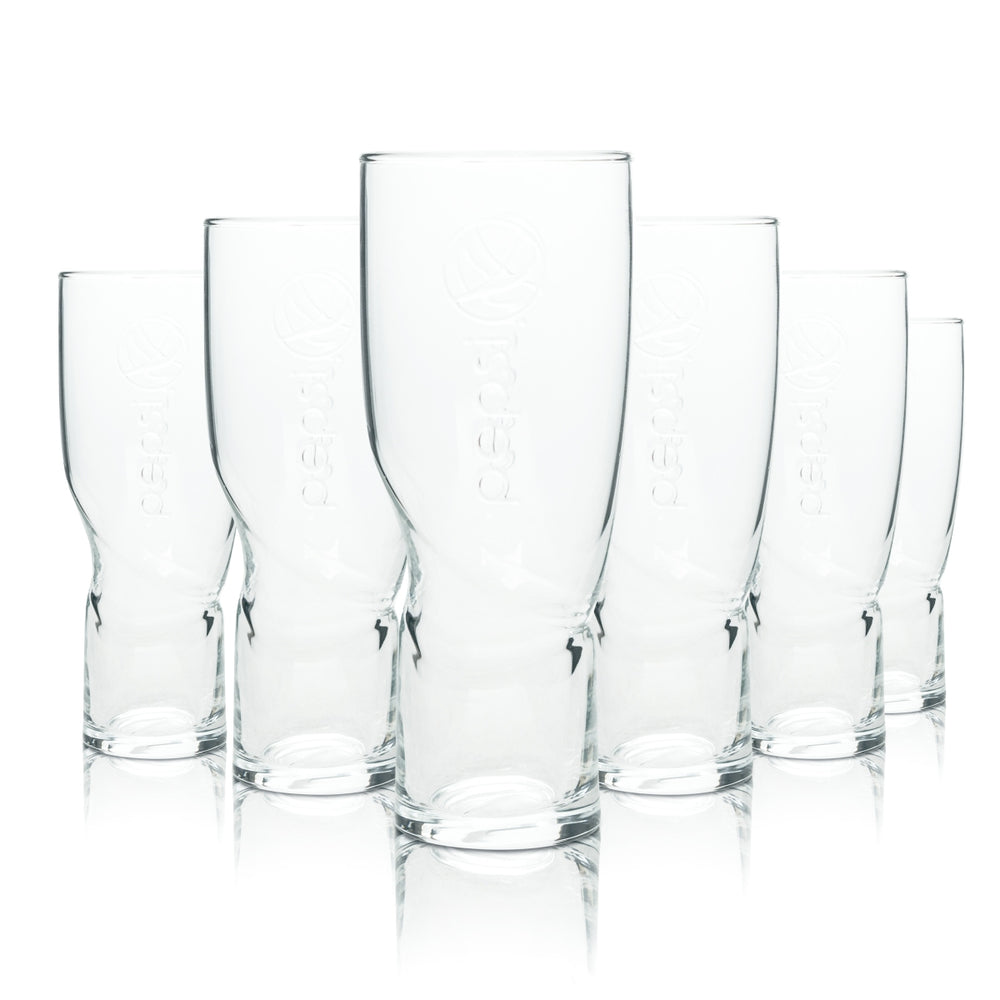 6 verres à soda Pepsi 0,4 l, forme ARC, poignée encastrée, relief, verres Gastro