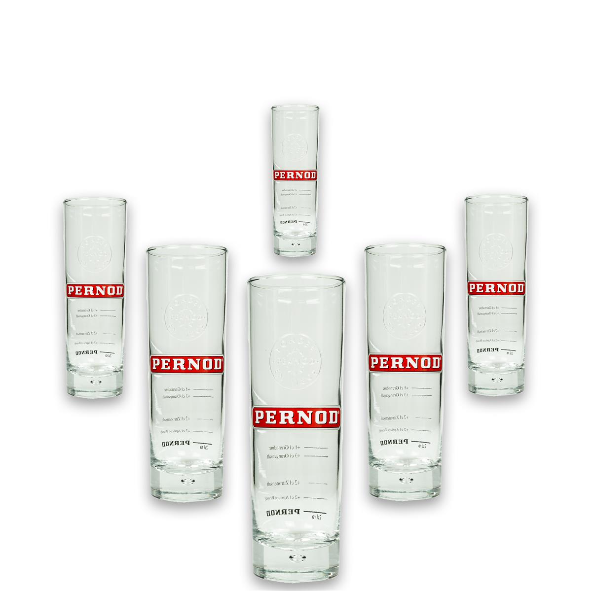 6x verre à long drink Pernod French Sour rond et fin
