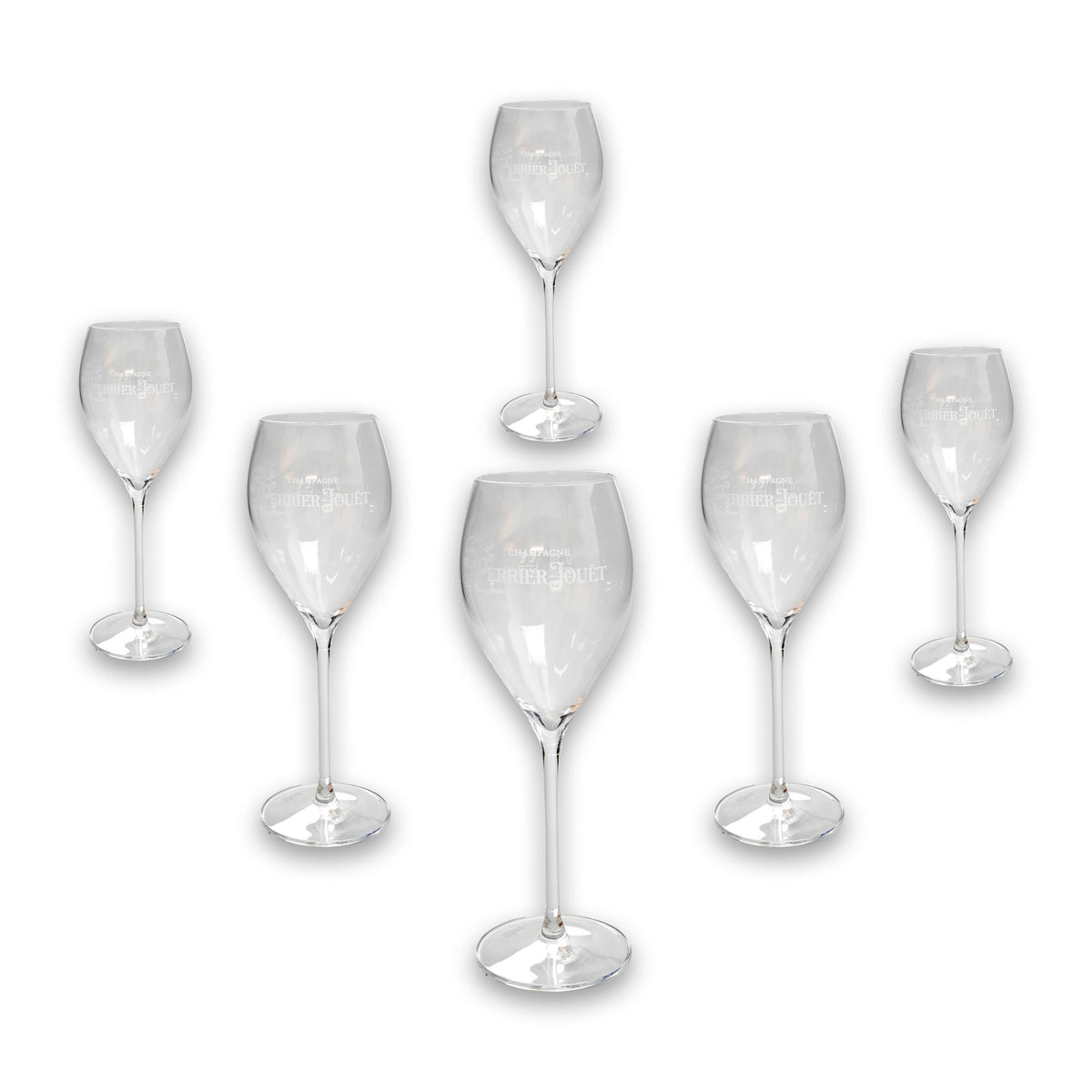 6 flûtes à champagne Perrier Jouet avec ancien logo