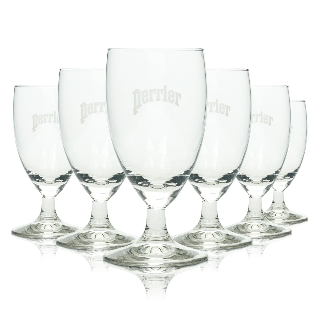 6 verres à eau Perrier 0,2 l, verres à pied, verres à pied tulipe, verres à pied gastronomiques