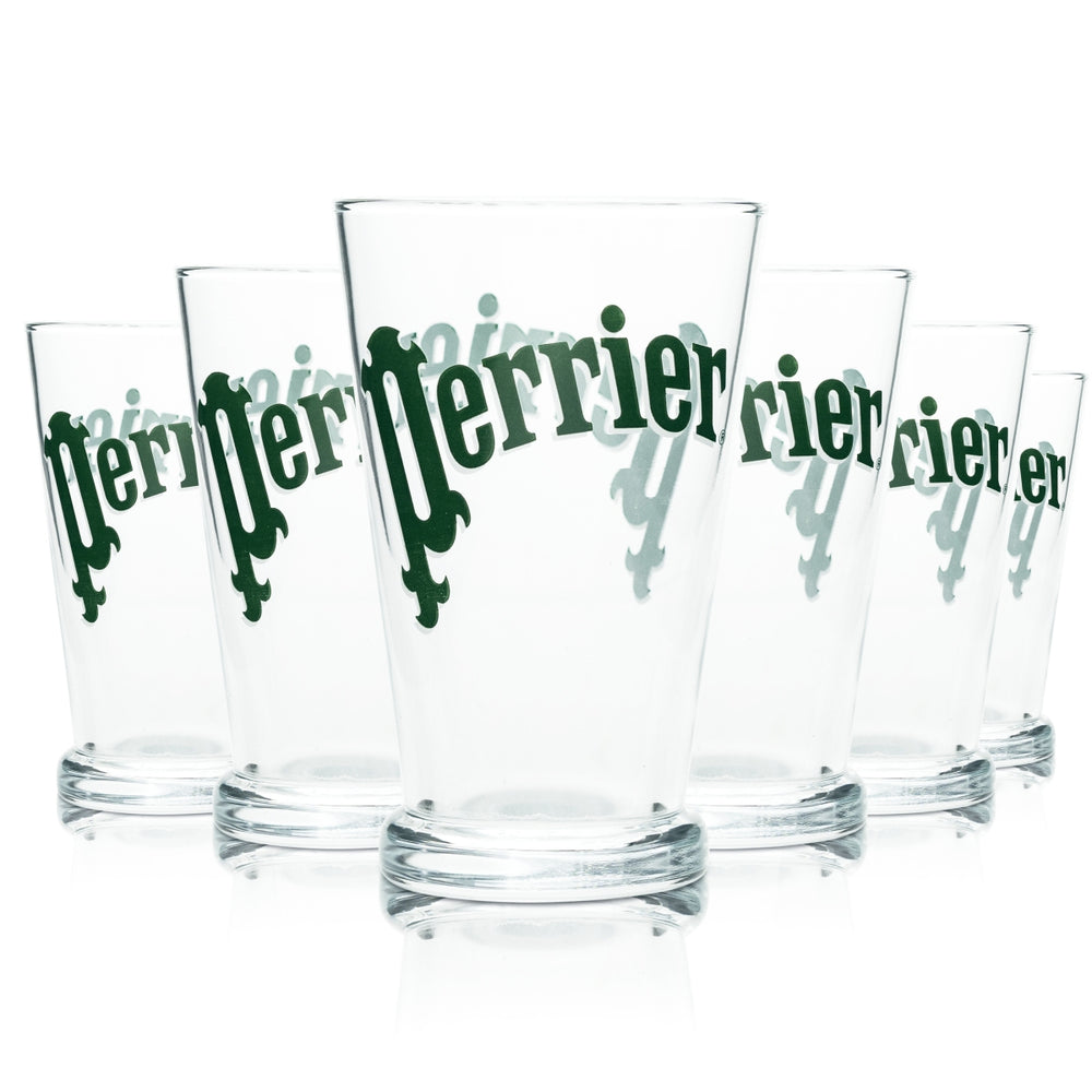 6 verres à long drink Perrier 0,3 l, rétro, collection, rares, verres de restauration, hôtel