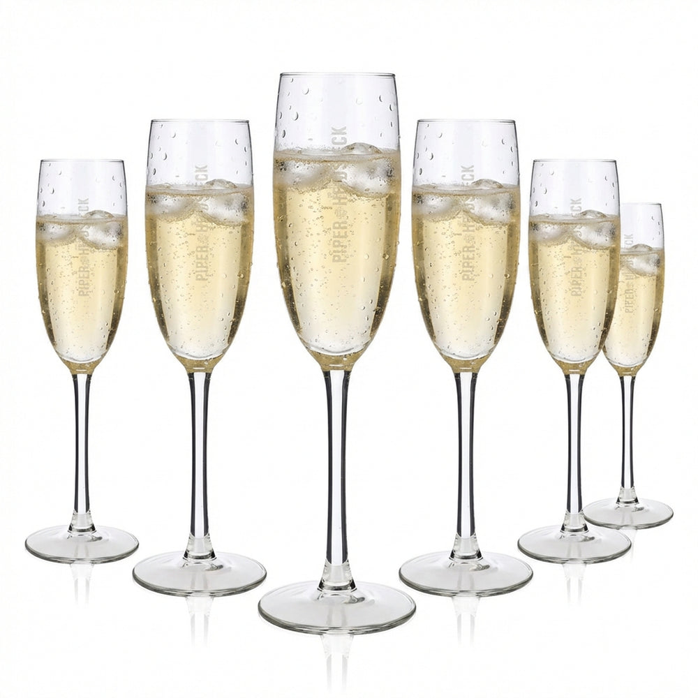 6x Verres à champagne Piper-Heidsieck 0,1 l Flûte Logo satiné vertical