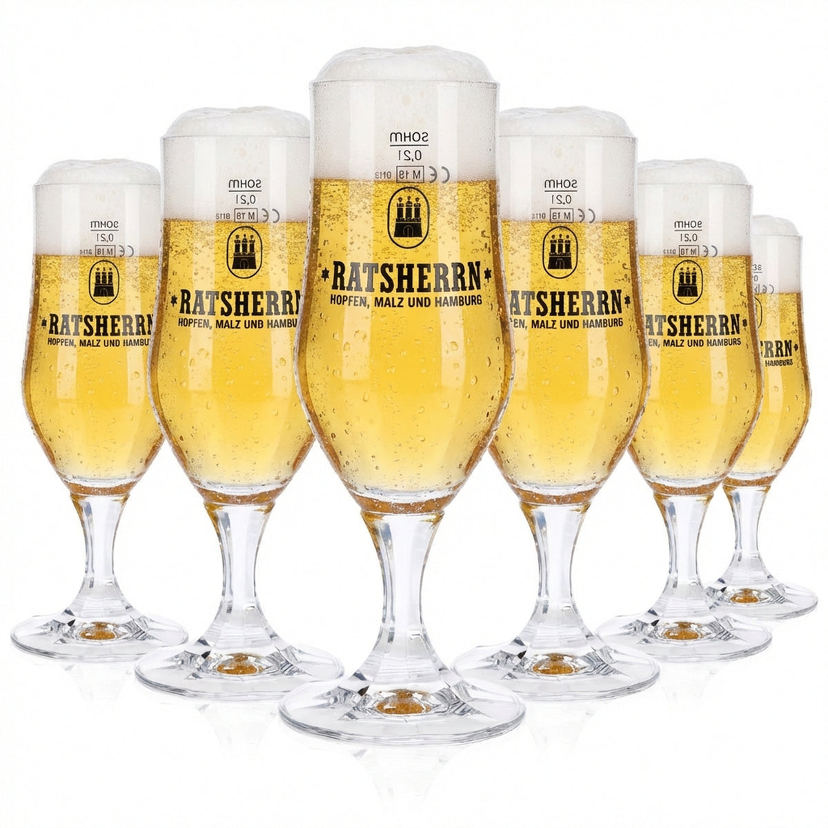6 verres Ratsherrn 0,2 l Hammerburg Bier Tulipe Coupe Set Brasserie Hambourg