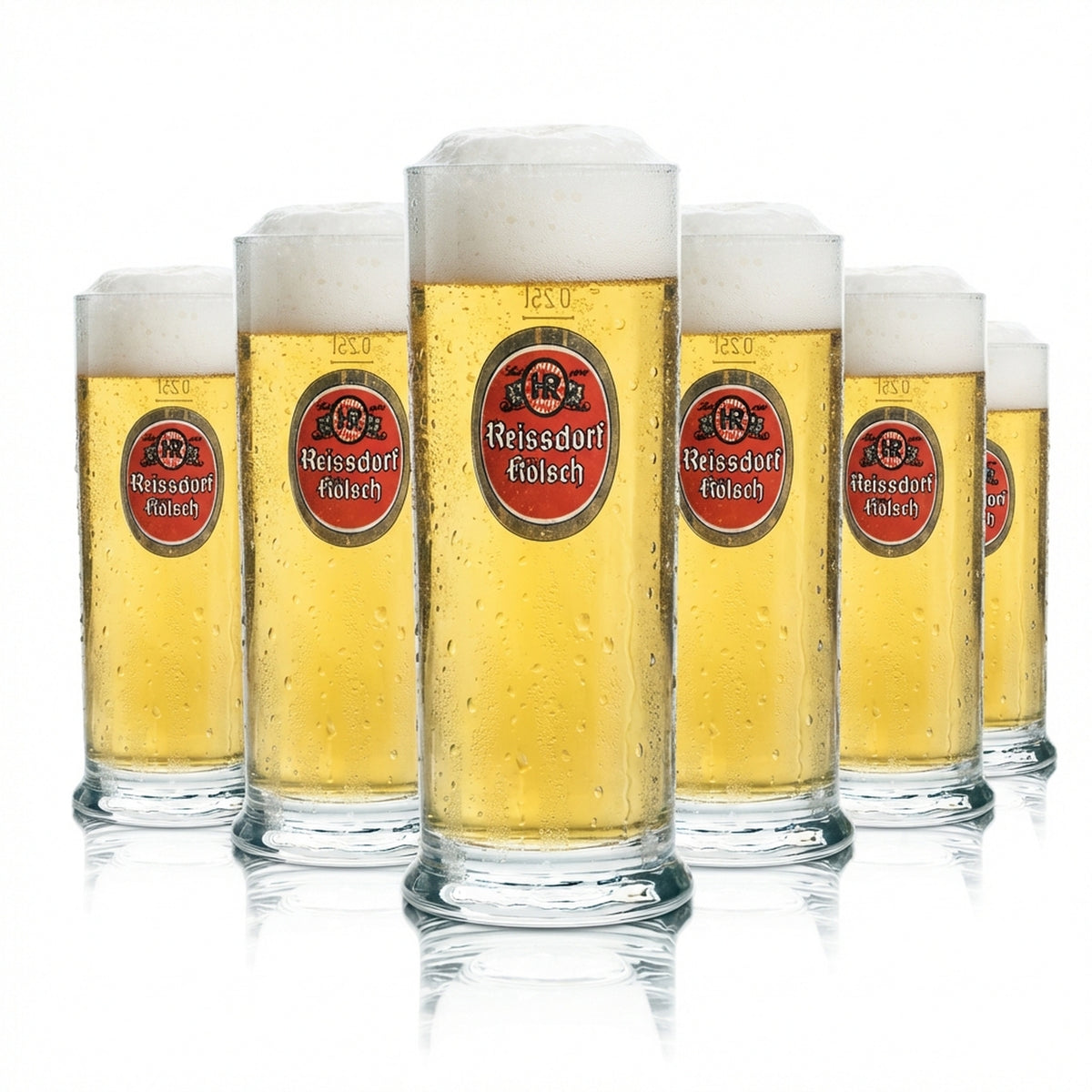 6 verres à bière Reissdorf 0,25 l Kölsch Stange Becher Gläser Cologne Kölschglas Brauer