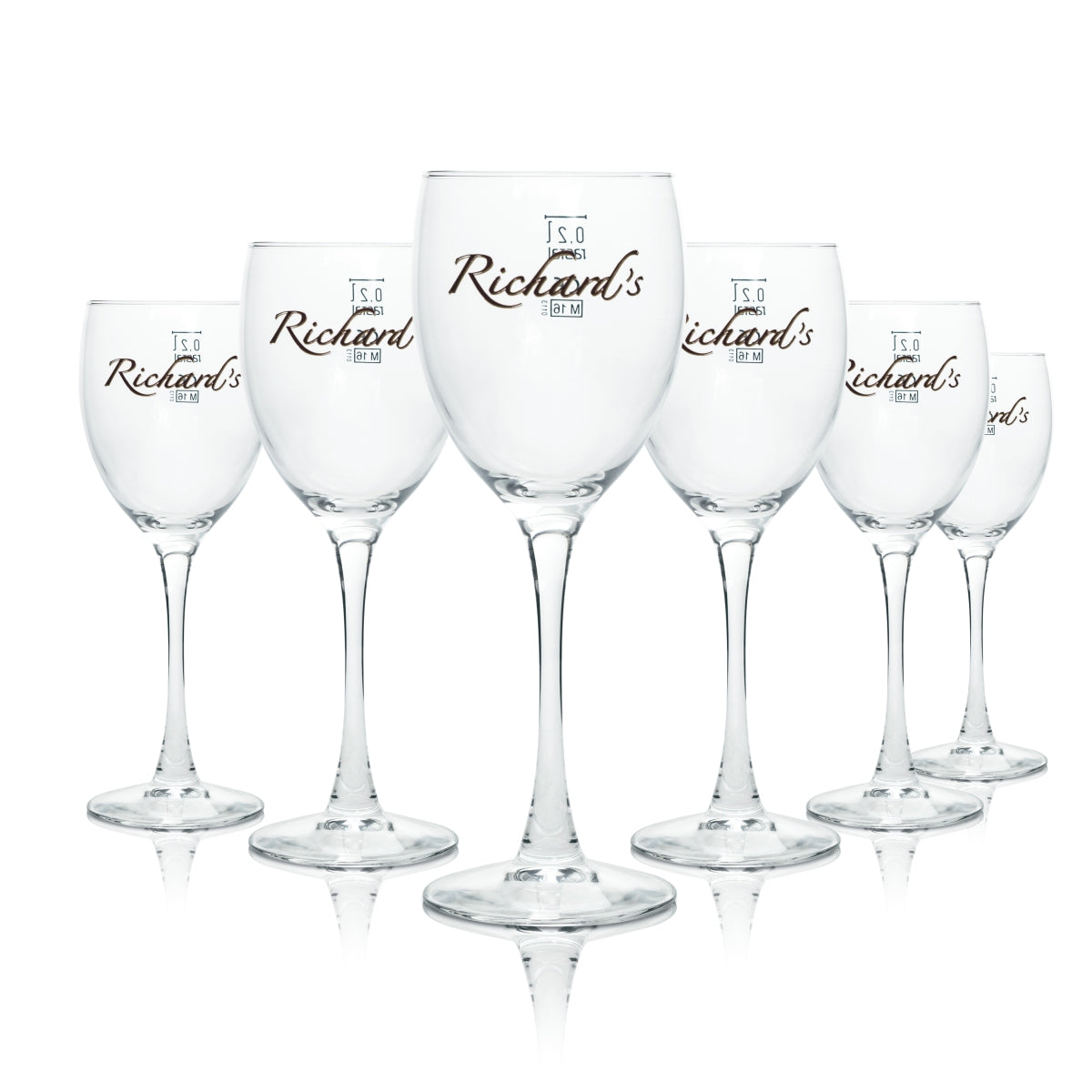 6 verres à vin Richard's pour vin blanc 0,2 l, pied, cocktail, long drink, bar