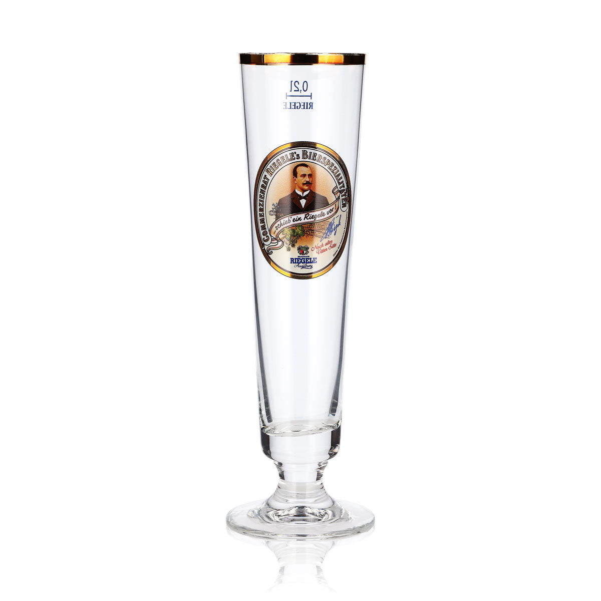 6 verres à bière Riegele de 0,2 l, forme coupe, avec portrait sur le logo rc – Vue 2