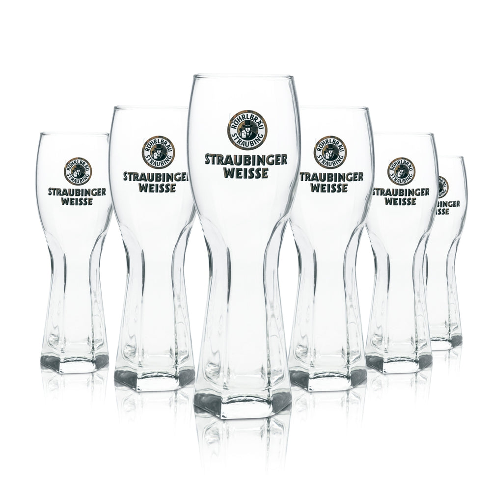 6 verres à bière blanche Röhrlbräu 0,5 l Hefe Weizen Kontur Straubing Gastro Bayer