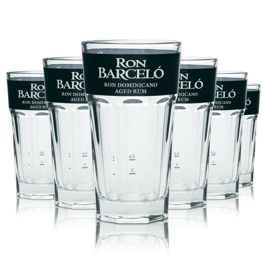 6 verres à rhum Ron Barcelo 0,34 l Verres à long drink Cocktail Relief Contour 2 cl 4 cl