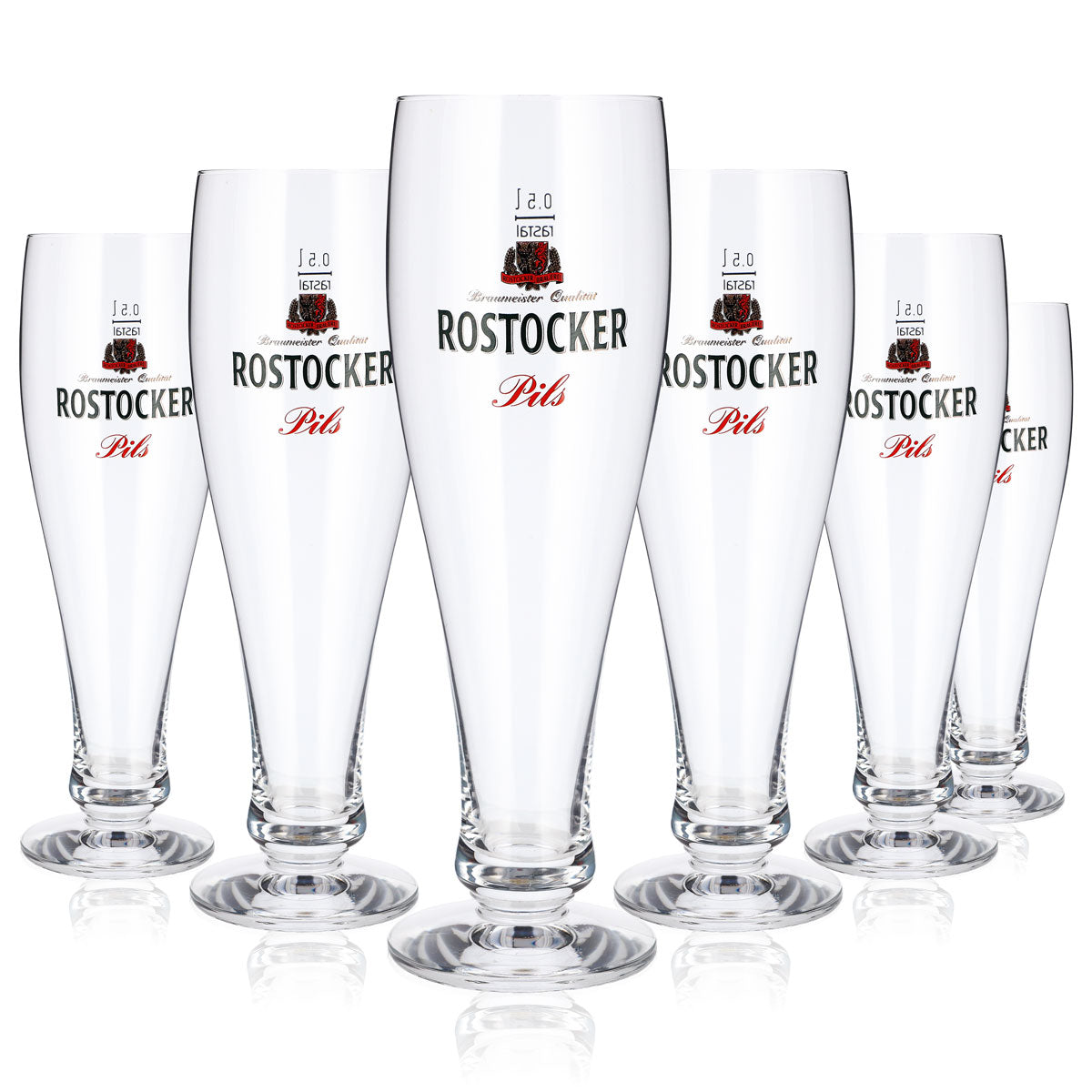 6 verres à bière de Rostock, 0,5 l, modèle « Pokal », Pils Rastal