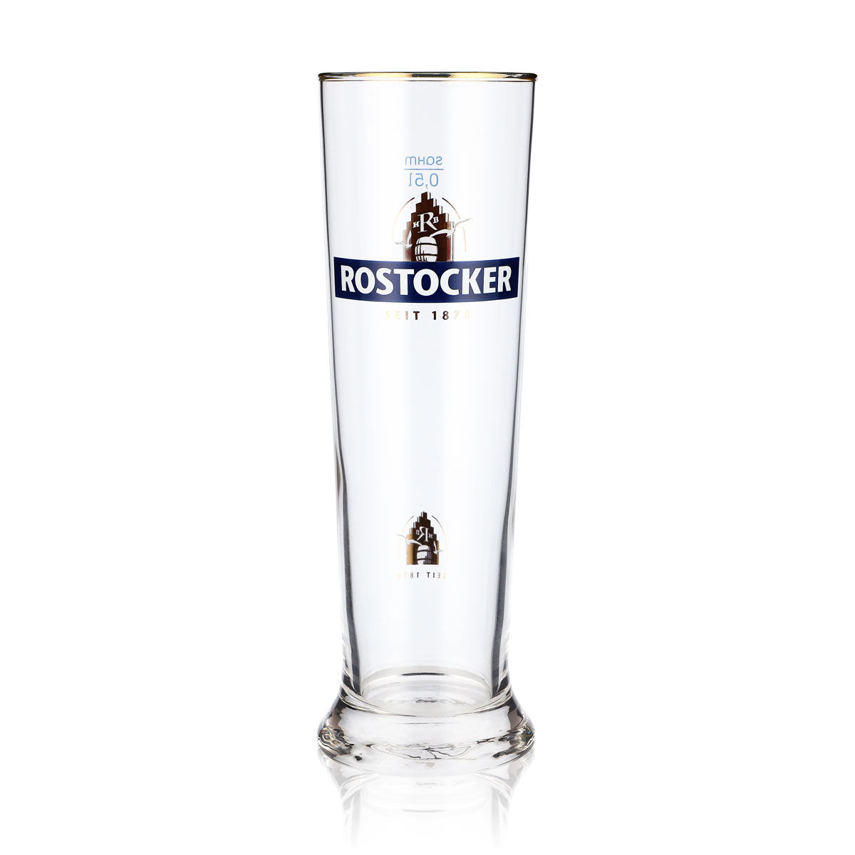 6 verres à bière Rostocker Bier Glas 0,5 l, verres à pied avec bord doré – Vue 2