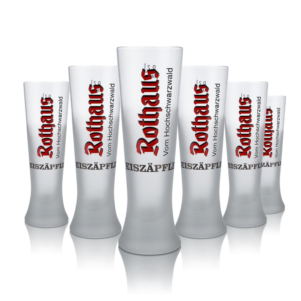 6 verres Rothaus Eiszäpfle 0,2 l, verres à pied, design givré, brasserie Baden