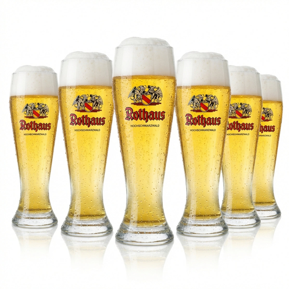 6 verres Rothaus 0,5 l pour bière blanche Hefeweizen, design givré, brasserie Baden