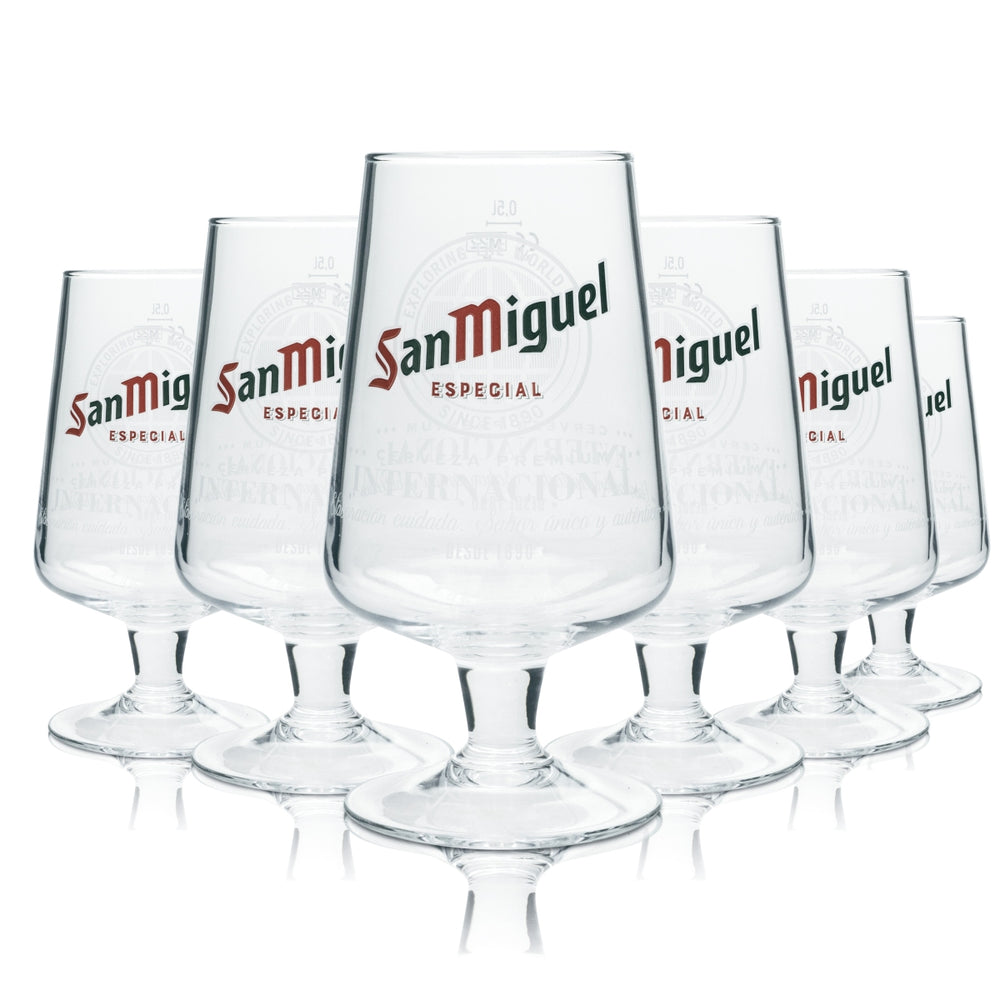 6 verres à bière San Miguel 0,5 l Pokal Especial International Copas Verres Beer Tulpe