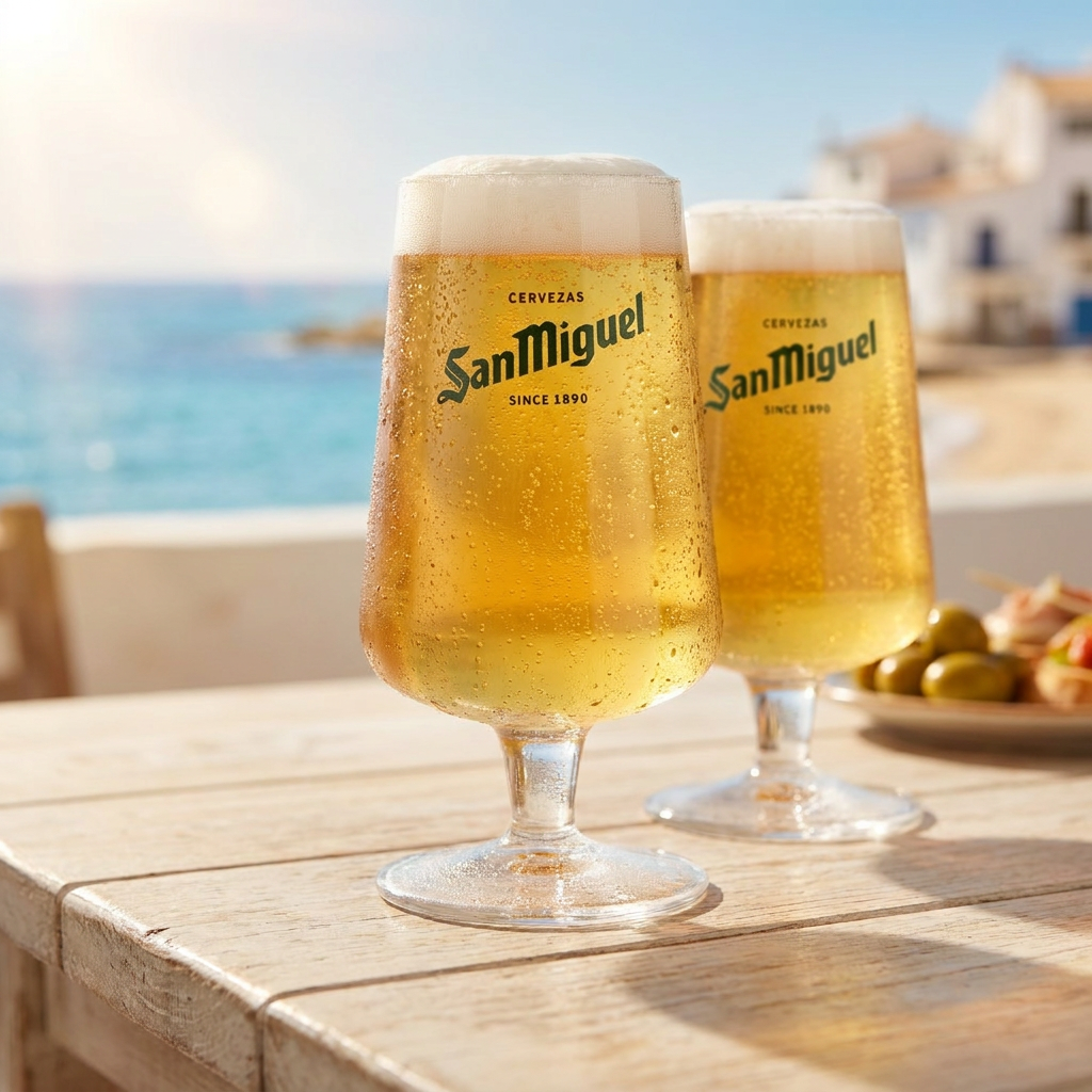 6 verres San Miguel 0,3 l, forme tulipe, verres à bière, Espagne, brasserie internationale – Vue 2