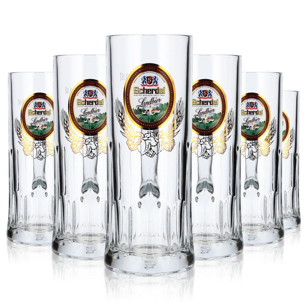 6 verres à bière Scherdel Bierseidel 0,5 l avec décor doré en relief