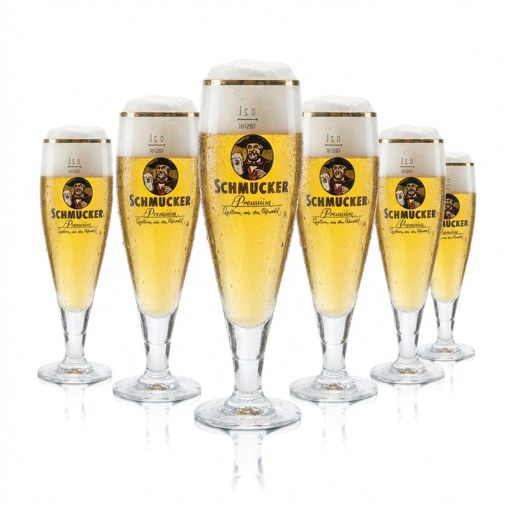 6 verres à bière décoratifs 0,2 l, forme tulipe, bord doré, verres à bière premium Pils, restauration, bar