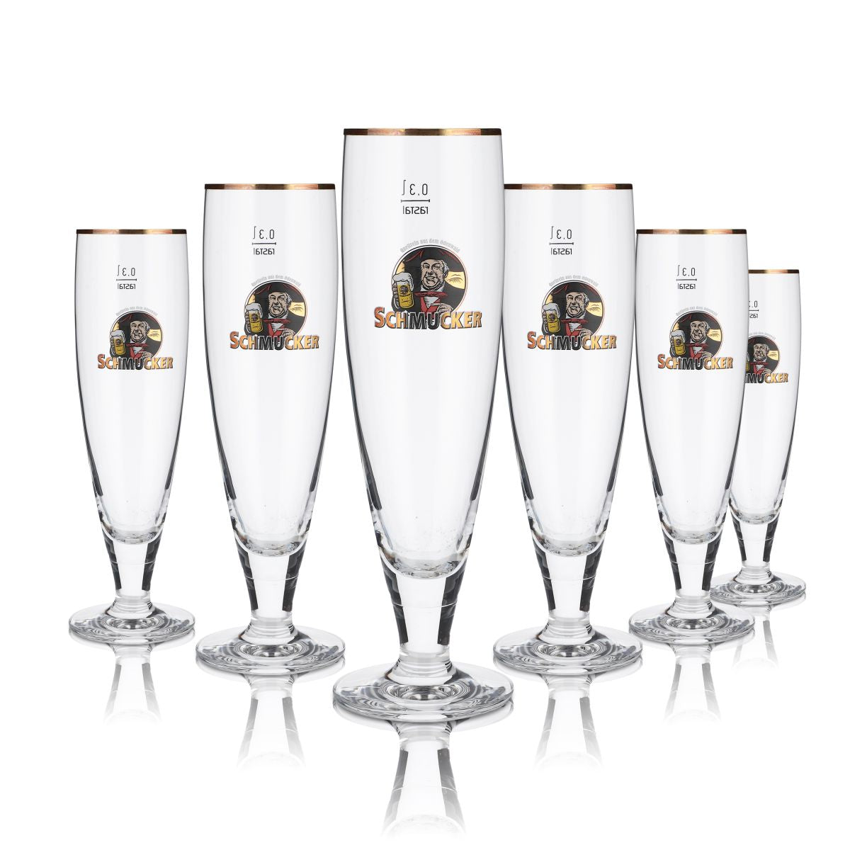 6 verres décoratifs 0,3 l tulipe bord doré, set de verres à bière, brasserie Odenwald
