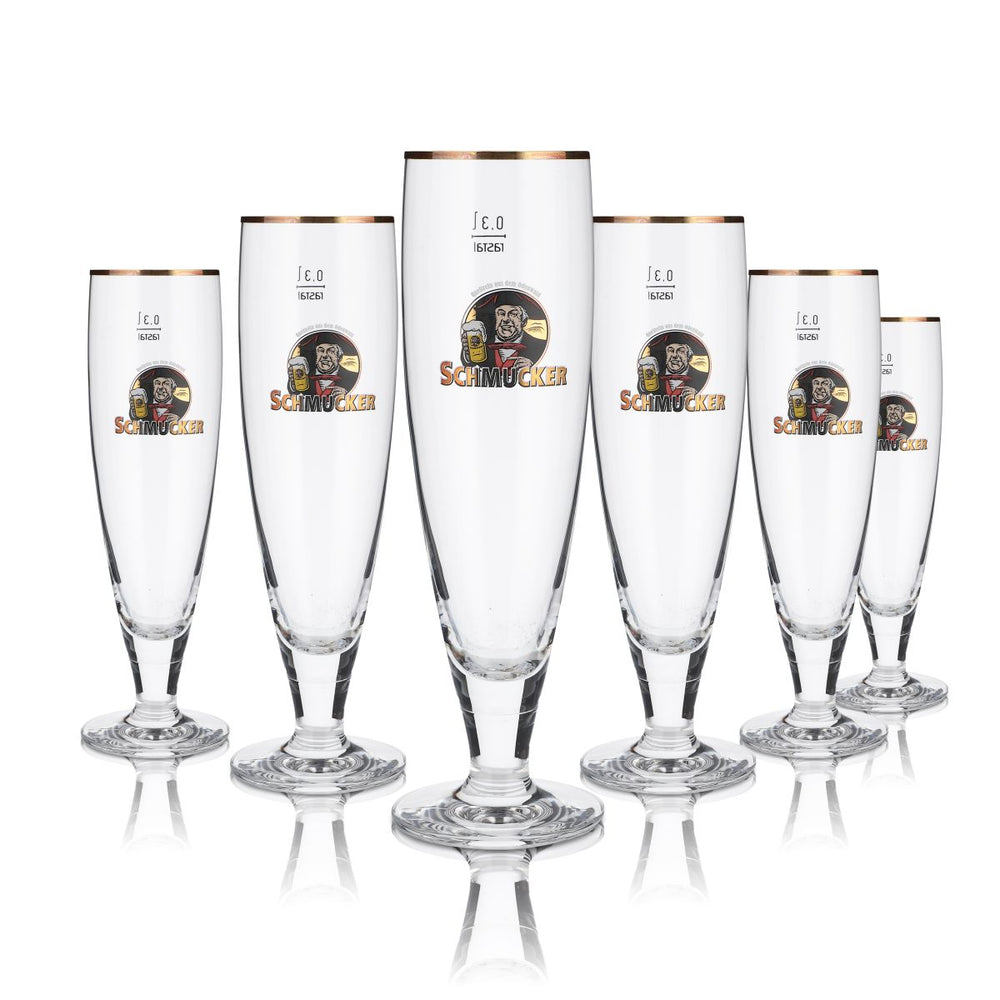 6 verres décoratifs 0,3 l tulipe bord doré, set de verres à bière, brasserie Odenwald